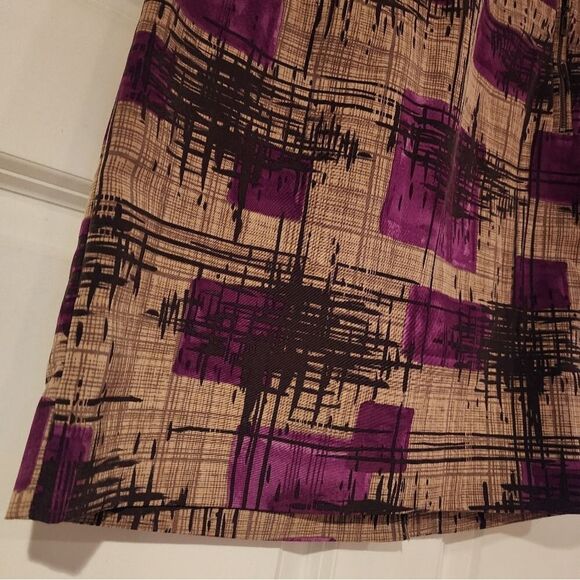 Merona brown and purple lined skirt with pockets - Picture 3 of 5